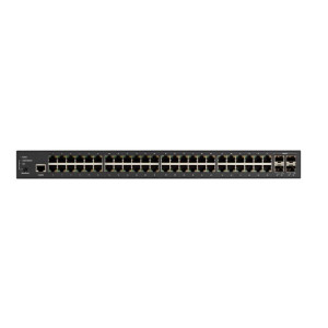 Black Box LPB3052A Gigabit Ethernet PoE+ Switch, 48 PoE+ ports, 4 10GbE SFP+ ports, RJ-45 Console port